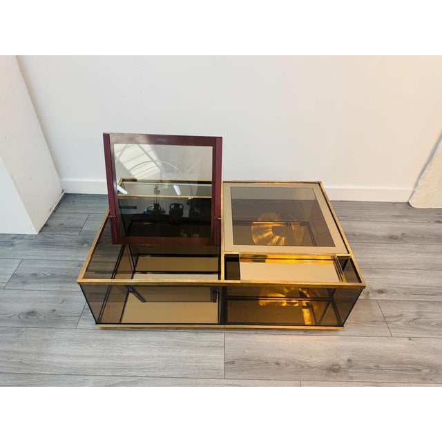 Vintage Cocktail Coffee Table in Brass and Glass, 1970s For Sale - Image 4 of 11