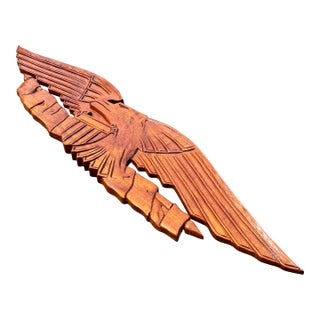 Artisan Late 19th C. Wood Carved Federal-Style American Eagle, Shield, and Banner For Sale