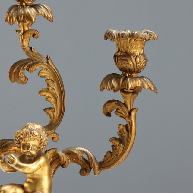 Three-Layer Gilded Bronze Candelabras, Set of 2 For Sale - Image 3 of 10