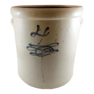 Late 19th Century Red Wing Pottery Stoneware Salt Glaze 4 Gal Crock Drop Eight + Target