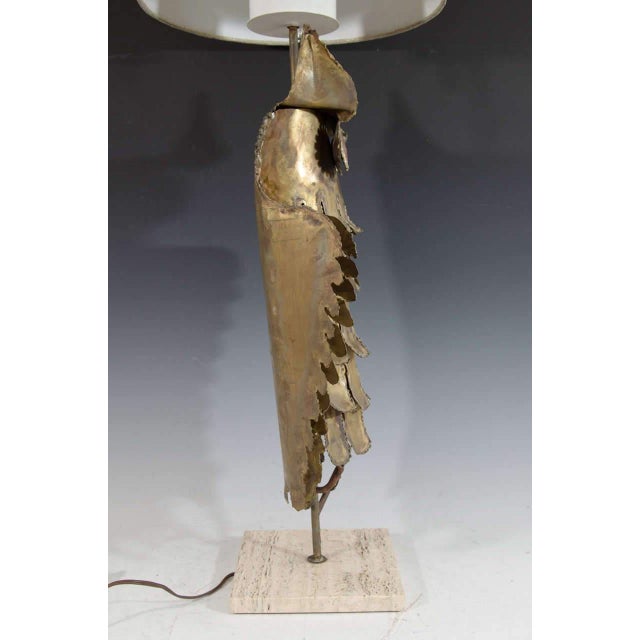 Mid-Century Modern Curtis Jere Abstract Brutalist Owl Table Lamp For Sale - Image 3 of 6