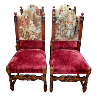 Set of Four Baroque-Style Needlepoint Chairs For Sale