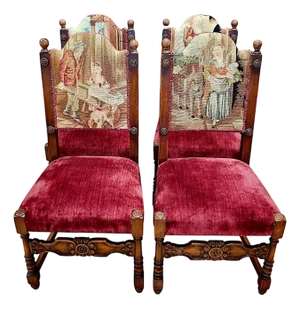 Set of Four Baroque-Style Needlepoint Chairs