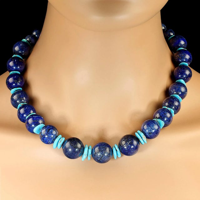 2020s Ajd 19 Inch Lapis Lazuli and Sleeping Beauty Turquoise Necklace For Sale - Image 5 of 7