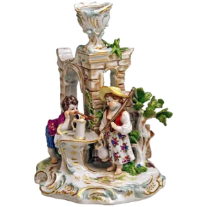 Model R 185 Candlestick Figurines from Meissen, 1870