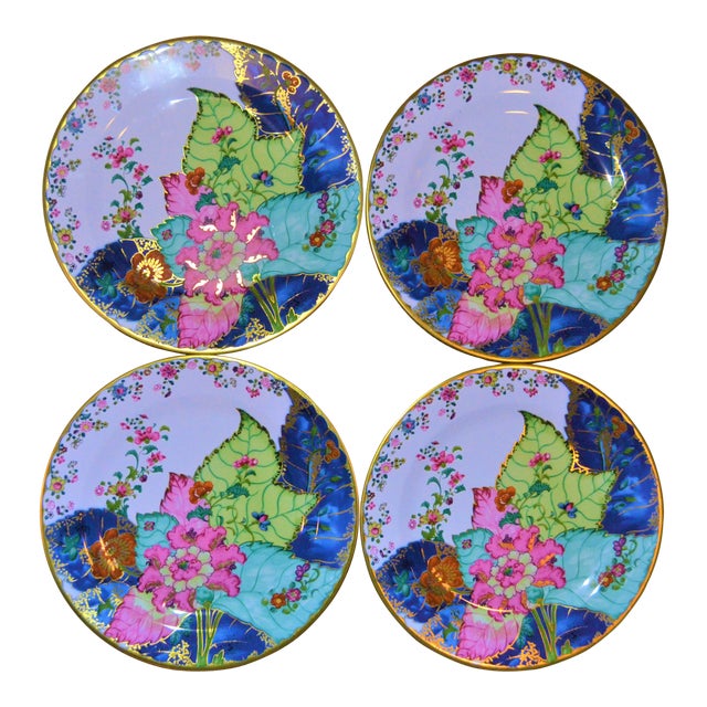 Enamaled Tin Tobacco Leaf Plates - Set of 4 For Sale