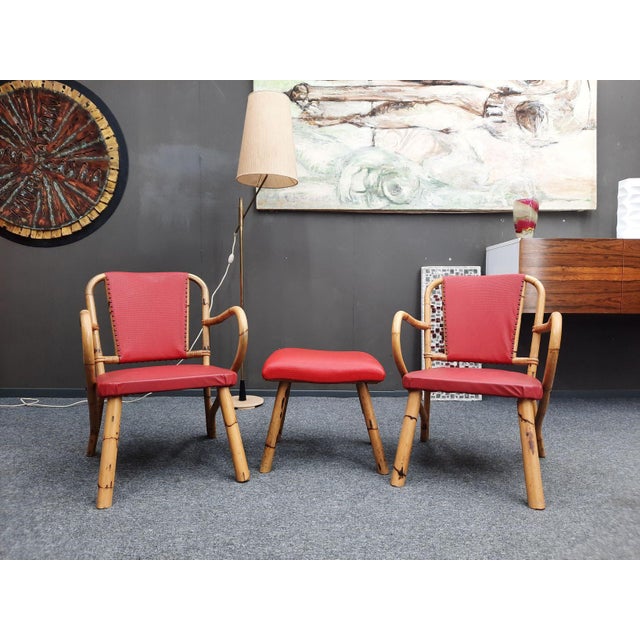Mid-Century Bamboo Seating Set, 1950s, Set of 3 For Sale - Image 13 of 16