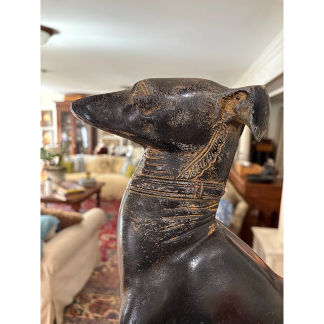 Brown Large Metal Greyhound / Whippet Statue, Dog Sculpture or Heavy Doorstop for Dog Lovers, Ralph Lauren Style, Club Room or Traditional Decor For Sale - Image 8 of 10