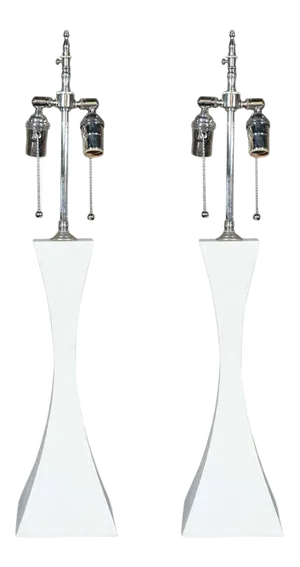 White Sculptural Hansen Table Lamps - A Pair
