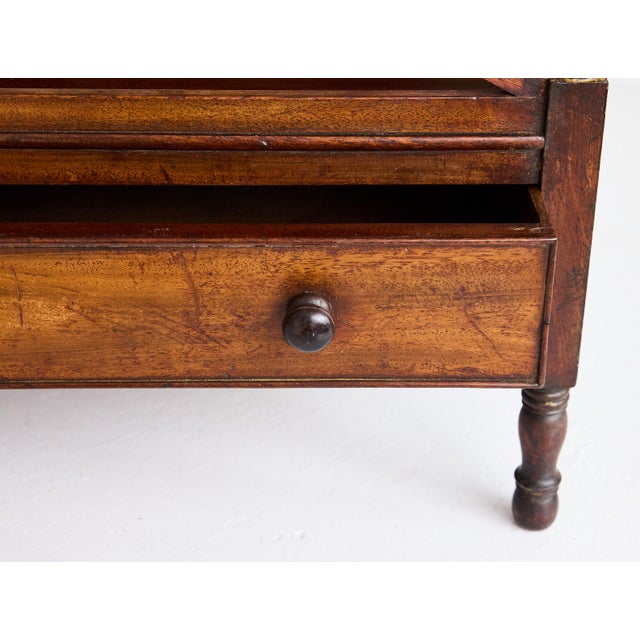 Large English Regency Mahogany Canterbury Magazine Rack With Drawer, 19th Century For Sale - Image 11 of 16