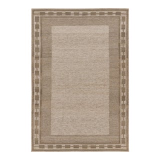 Contemporary Scandinavian Style Wool Rug in Beige by Rug & Kilim, India For Sale