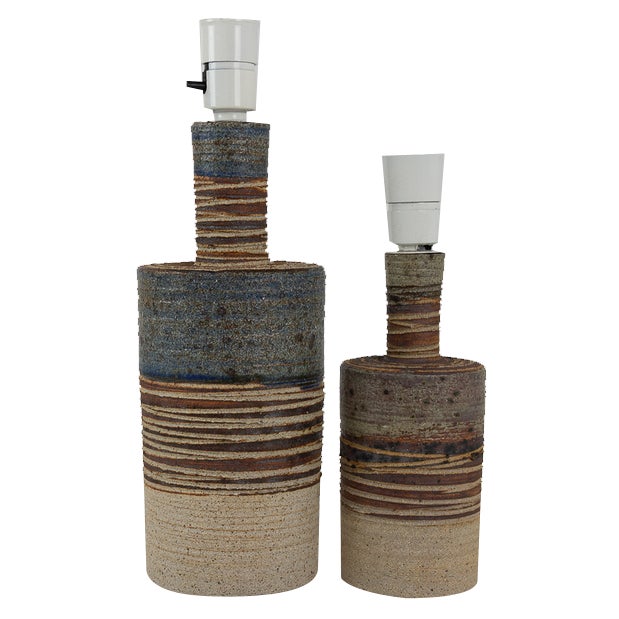 Danish Modern Ceramic Table Lamps by Tue Poulsen, 1960s. Set of 2 For Sale