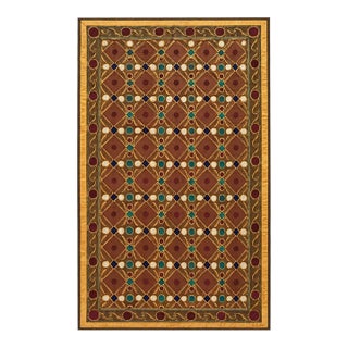 Brown Gold Lattice Cotton Suzani Wall Decor For Sale