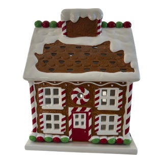 Vintage Ceramic Gingerbread House Candle Holder For Sale