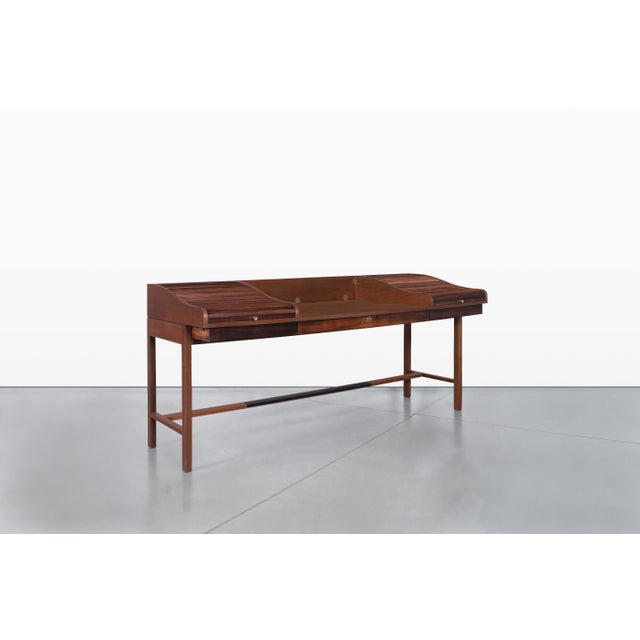An exceptional example of American mid-century design, this iconic Model #452 executive desk was designed by Edward J....