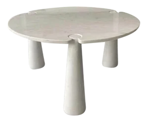 1970s Angelo Mangiarotti White Cararra Marble Round Dining Table
