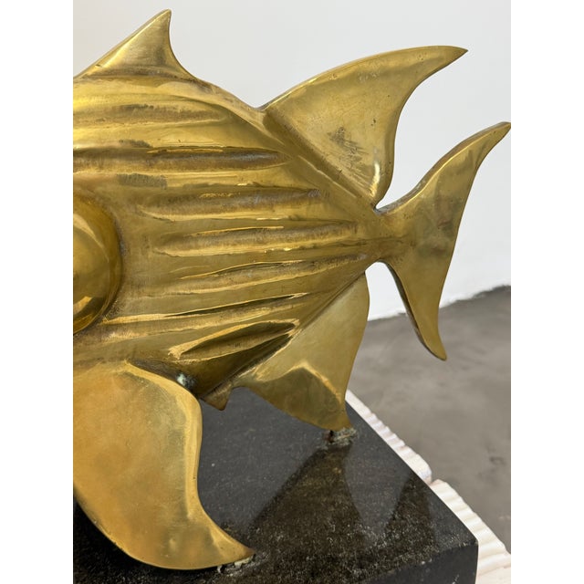E Ferreira Netto Polished Bronze Fish Sculpture on Black Granite Base, 1985 For Sale - Image 13 of 17