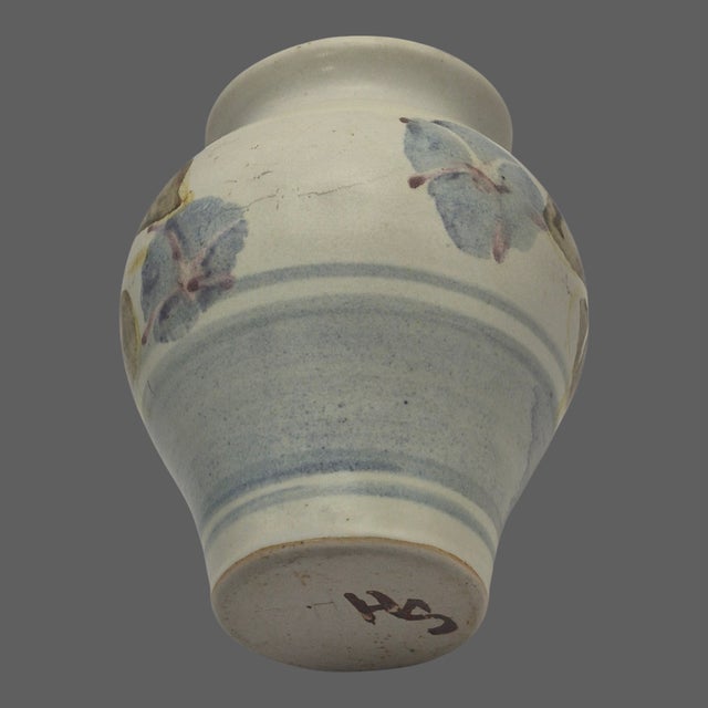 Ceramic Santa Barbara Hand -Thrown Pottery Morning Glory Floral Vase Marked For Sale - Image 7 of 9