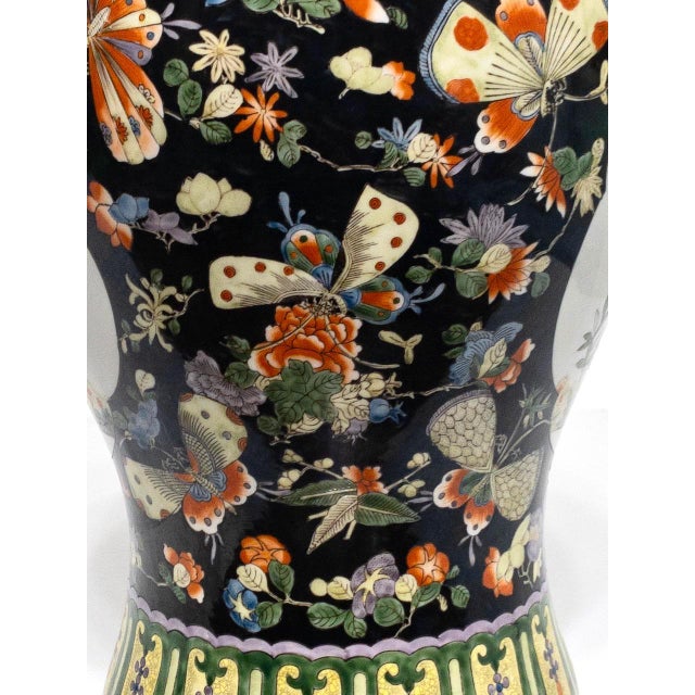 Chinese Meiping Porcelain Black Floral Vase - Famille Noire Pallete, Kangxi Style & Mark, Republic Period For Sale - Image 9 of 11