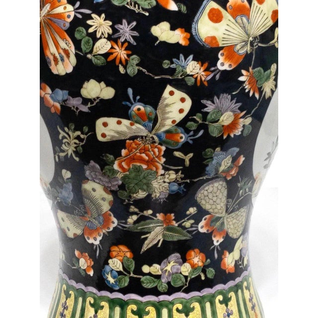 Republic Period Chinese Meiping Porcelain Black Floral Vase - Famille Noire Pallete, Kangxi Style & Mark For Sale - Image 9 of 11