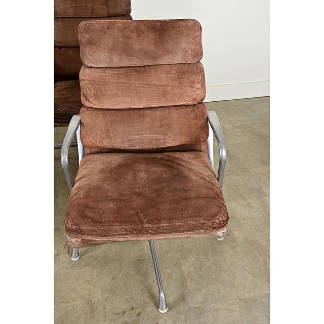 Vintage Eames Herman Miller Soft Pad Leather Armchairs - Set of 4 For Sale In Baton Rouge - Image 6 of 12