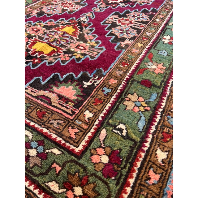 Wine 1970s Wine Persian Hamadan Hand-Knotted Wool Rug - 3'5" X 5'3" For Sale - Image 8 of 9