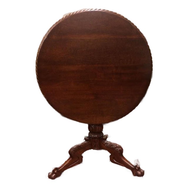 Antique Tilt Top Table, Carved Empire Table For Sale