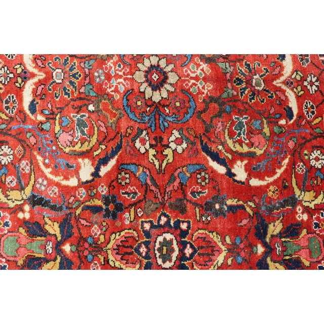 Tribal Antique Persian Sultanabad-Mahal Rug With All-Over Design on Red Field For Sale - Image 3 of 12
