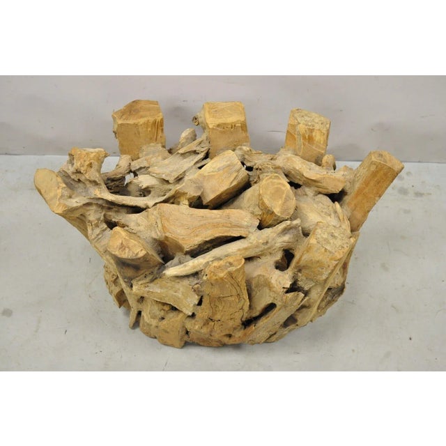 Mid-Century Modern Mid 20th Century Vintage Teak Wood Root Driftwood Natural Coffee Table Pedestal Base For Sale - Image 3 of 12