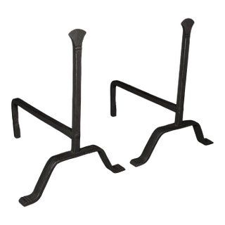 Pair of Antique Fire Dogs, English, Wrought Iron, Fireplace Andiron, Victorian For Sale