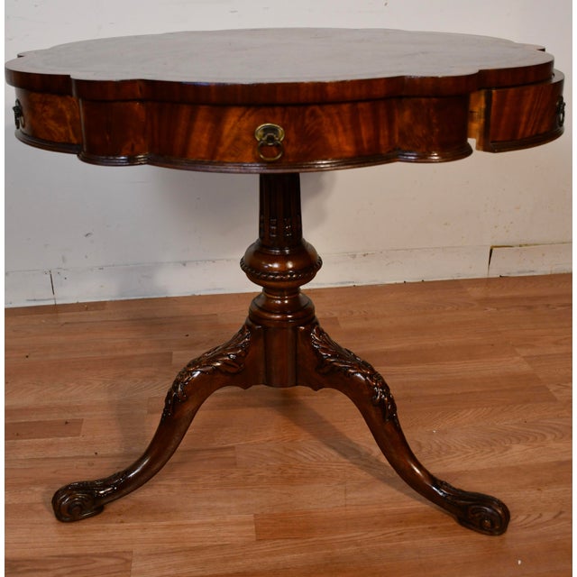 Weiman 1930s Weiman English Regency Mahogany & Leather Top Center Table For Sale - Image 4 of 17