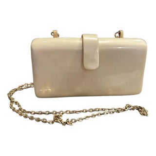 1940s Art Deco Cream Bakelite and Brass Italian Shoulder Bag For Sale