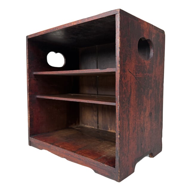 Japanese Open Table Cabinet with Deep Maroon Patina, 1910s For Sale