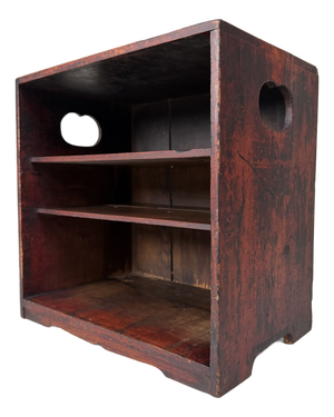 Japanese Open Table Cabinet with Deep Maroon Patina, 1910s