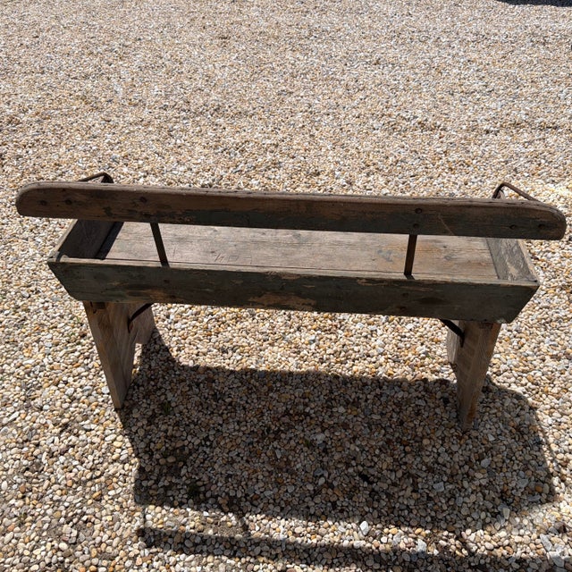 Early 20th Century Rustic Wood Antique Carriage Bench For Sale - Image 5 of 11