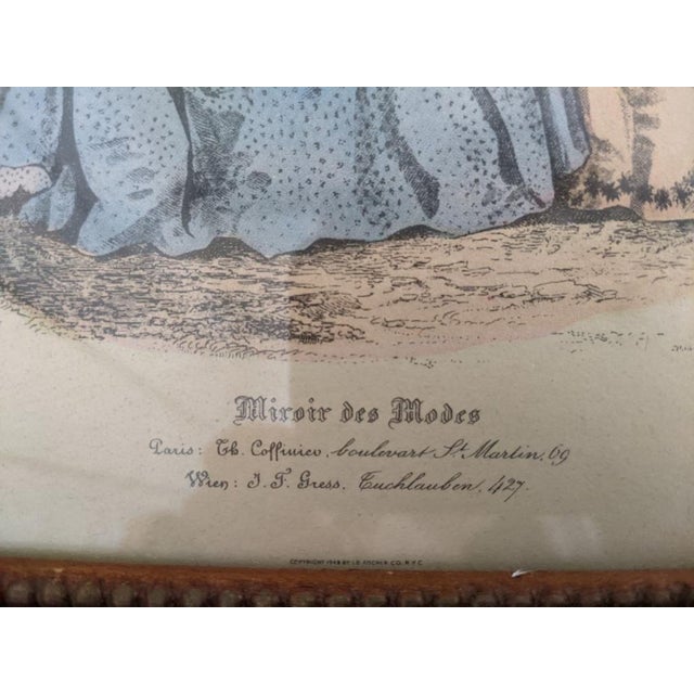1950s Mid 20th Century Miroir Des Modes French Fashion Prints, Framed - a Pair For Sale - Image 5 of 7