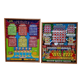 Pair of Framed Backglass From Pinball Machines For Sale