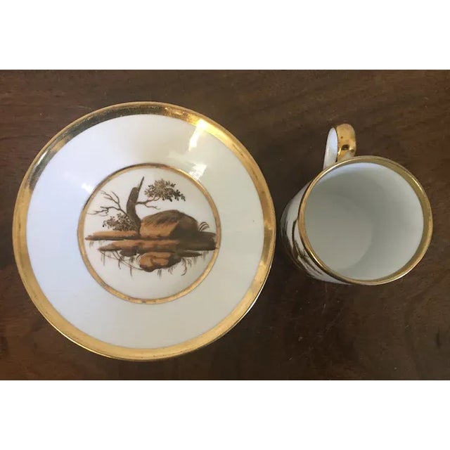 Traditional Antique Circa 1805 French Empire Porcelain Coffee Cans & Saucers by La Courtille - 4 Pieces For Sale - Image 3 of 13