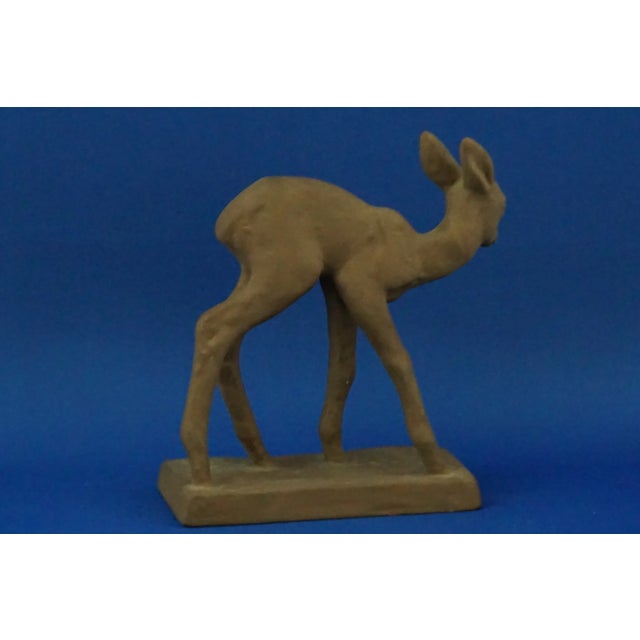 20th Century Art Deco Sculpture of a Fawn in Majolicated Terracotta by Else Bach for Karlsruhe, Germany For Sale - Image 6 of 18