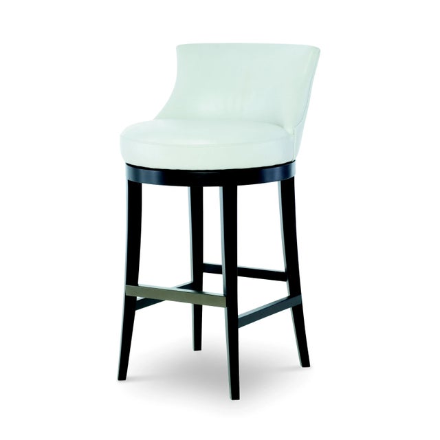 Traditional Century Furniture Dutton Swivel Bar Stool, Papyrus Leather For Sale - Image 3 of 3