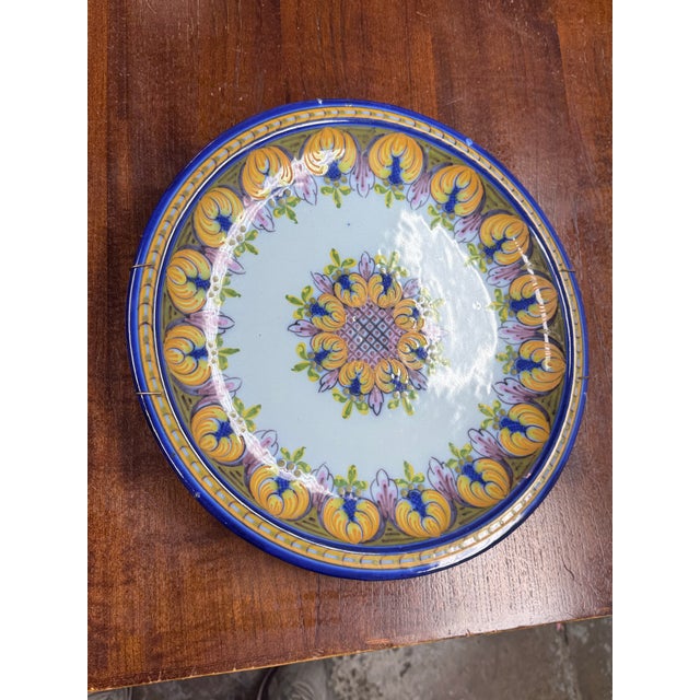 Portuguese Hand Painted Ceramic Wall Plate For Sale - Image 4 of 12