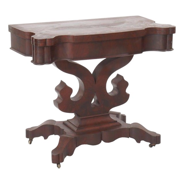 Antique Quervelle School First Empire Flame Mahogany Card Table C1840 For Sale