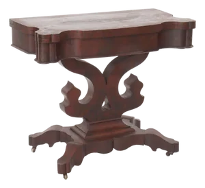 Antique Quervelle School First Empire Flame Mahogany Card Table C1840