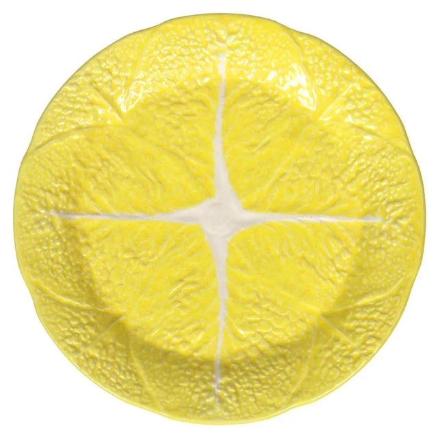 1950s 1950s Vintage Selca Yellow Majolica Cabbage Plate Set- 42 Pieces For Sale - Image 5 of 12