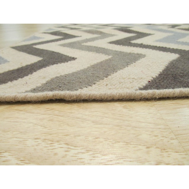 12x15 Multicolor Kilim Zig Zag Handcrafted Lush Multicolor Flatweave Wool Rug For Sale - Image 4 of 4