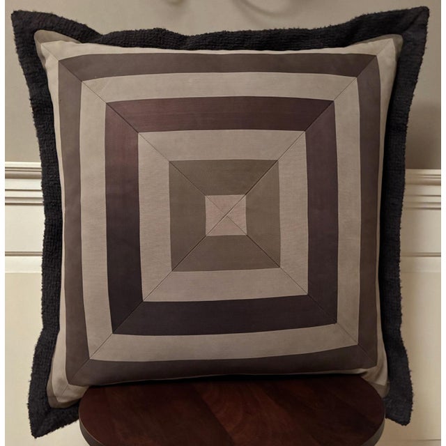 Large Pair Gray Custom Pillows For Sale - Image 4 of 8
