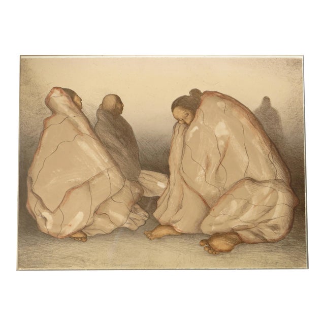 1970s "Waiting Women" Figurative Lithograph by R.C. Gorman, Framed For Sale