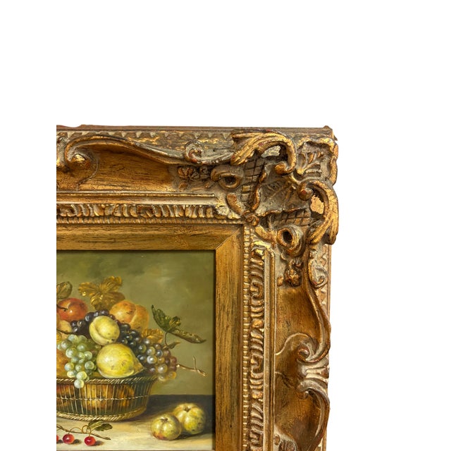 Mid 20th Century European-Style Still Life Fruit Painting in Ornate Gilt Frame For Sale - Image 4 of 6