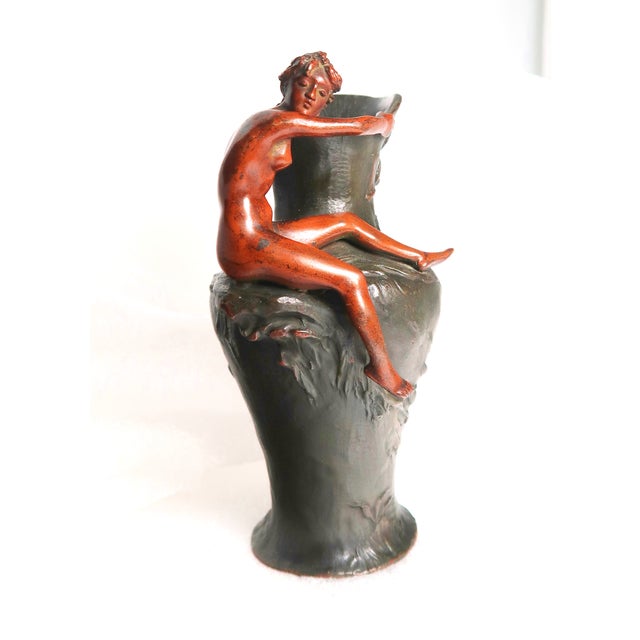 Early 20th Century Art Nouveau Exquisite Bronze Sculpture of Nude on Ewer For Sale - Image 11 of 18