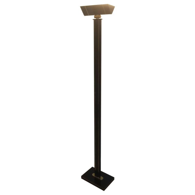 Circa 1970 French Black Lacquered and Brass Floor Lamp For Sale - Image 13 of 13